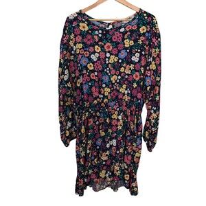 Haptics Size 1X Navy Floral Longsleeve Romper  NEW